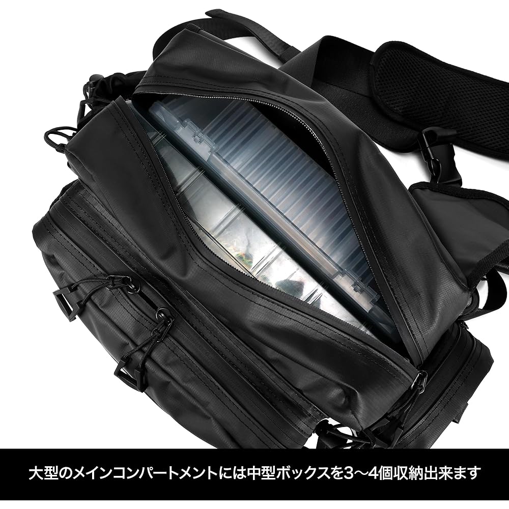 DRESS Holding Shield Bag - Waterproof, Water-Repellent, Rod Holder, Run & Gun Bag, Fishing Backpack, Large Size, Expandable, Tackle Bag, Backpack, Men