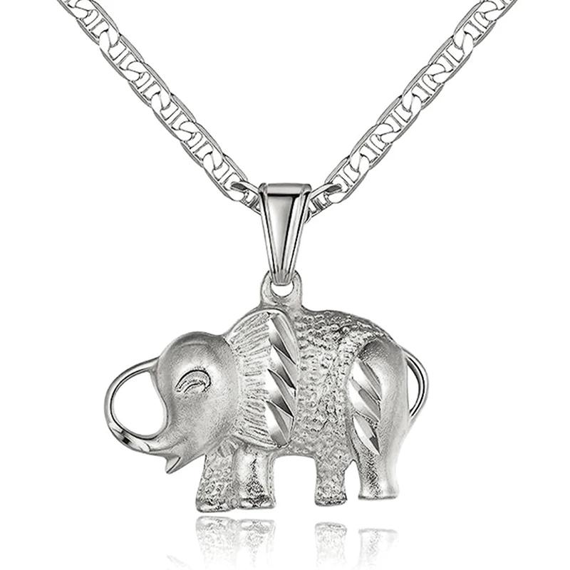 Huitan Personality Elephant Pendant Necklace Women Metal Gold Color/ Color Hip Hop Animal Accessories Rock Girls Jewelry