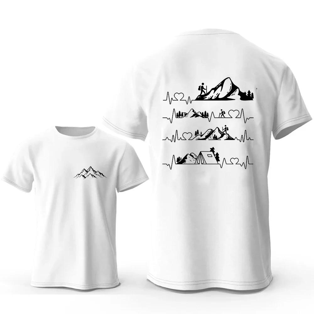 Men's T-shirts Oversized Y2k Clothes Tops Casual Streetwear Camping Outdoor Two Sided Print Camper Hiking Graphic Mountain Tees
