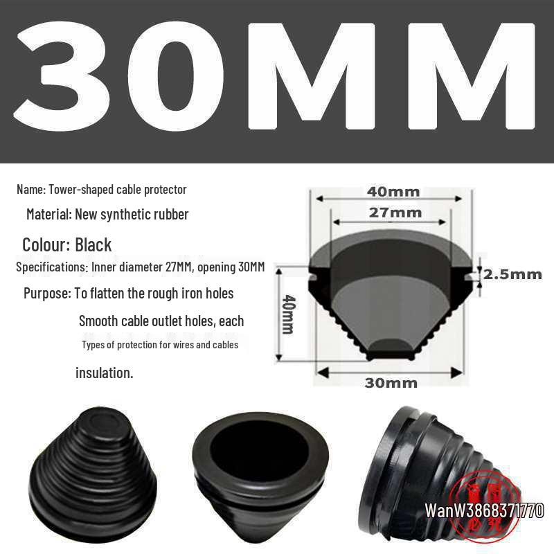 

Tower-Shaped Cable Grommet with Dust Cover & Rubber Sealing Ring