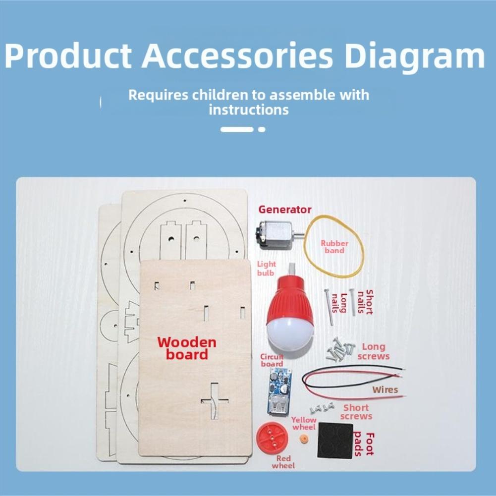 STEM Educational Wooden Hand Cranked Generator Kit for Kids To Explore Electricity and Develop Hands On Science Skills