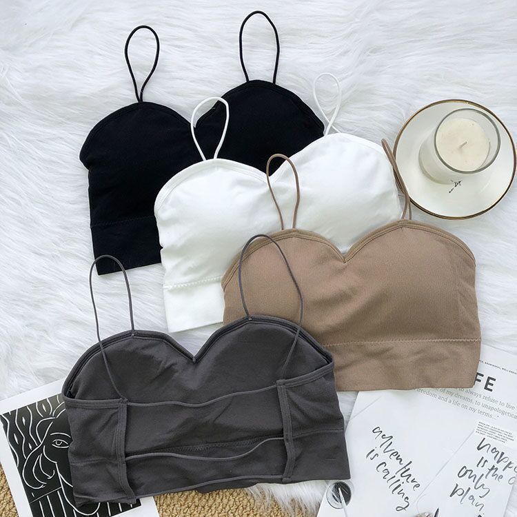 Summer Hollow Out Bras Backless Inner Tops For Women Sexy Push Up Bras Long Underwear Girls Lingerie Solid Simple Tank Tops