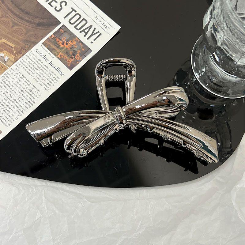 Large Metal Bow Claw Clip for Women's Hair - Simple Design Shark Clip for Volume and Style
