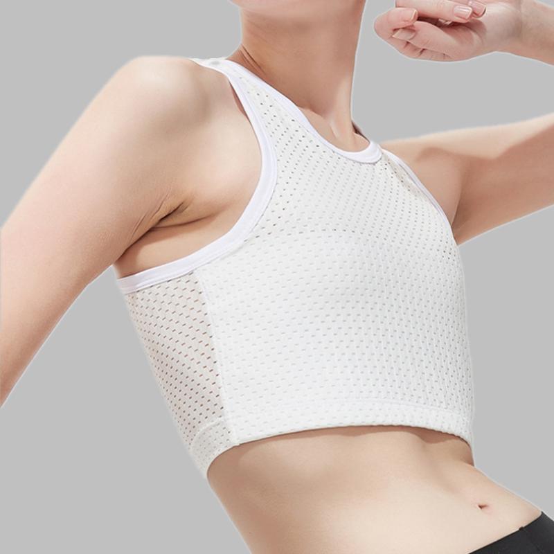 Women Net Chest Breast Binder Tomboy FTM Stretchy Sports Bra Vest Tank Top