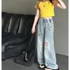 Girls' Straight Leg Jeans Spring and Autumn Trend Wide Leg Pants Girls' Pants Loose Pants Children's Clothing