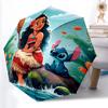 1pc Sturdy 8-Bone Auto Umbrella, Moana And Stitch Ocean Pastel Floral Umbrella, Digital Printed, Foldable Umbrella for On-the-Go Outdoor Use