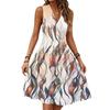 Women's Spring Summer Casual V Neck Sleeveless Waist Floral Print Midi Dress
