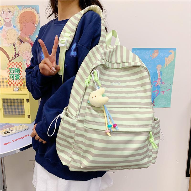 Niche design zebra pattern backpack for women, large capacity casual and versatile Korean version of simple schoolbag for women