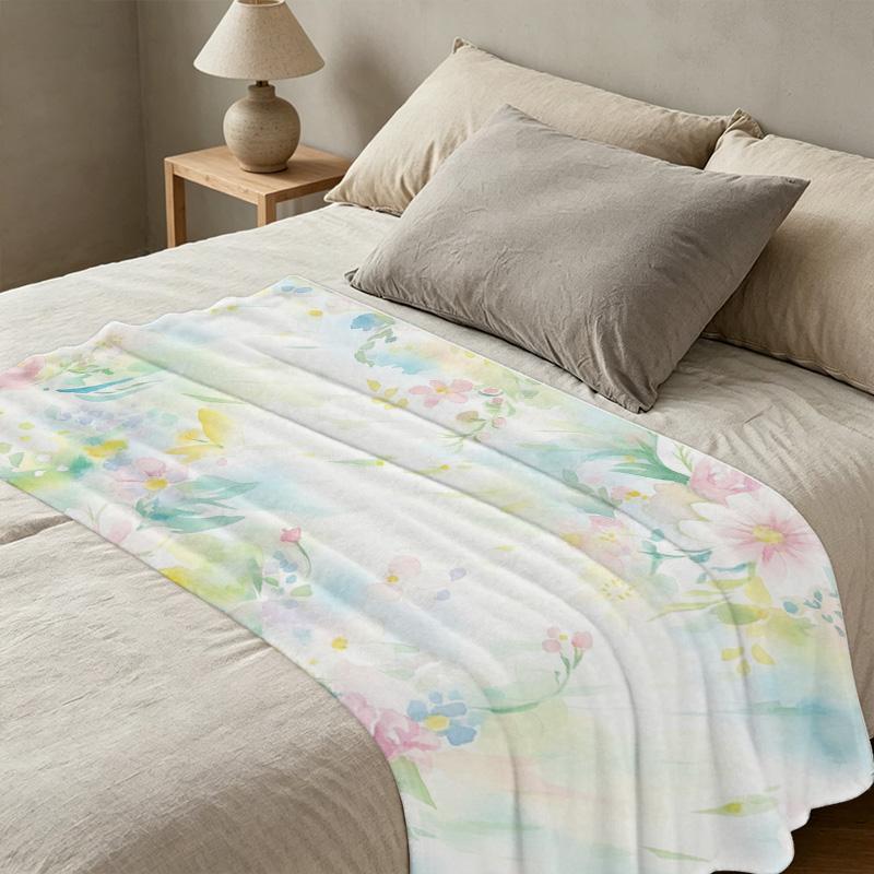 Thick Warm Floral Flannel Blanket - Soft Skin-friendly Single Throw for Home, Guest Room, Christmas & Halloween Cozy Decor