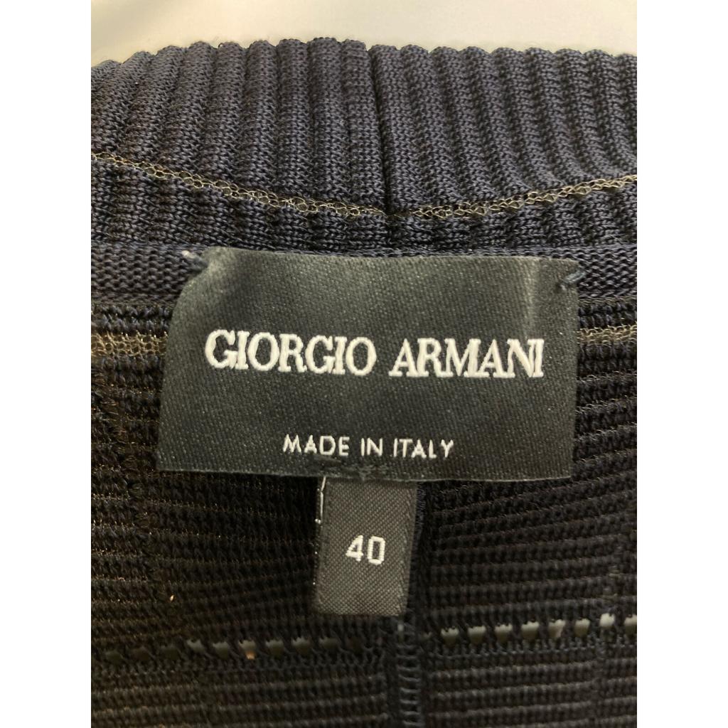 GIORGIO ARMANI Navy 3ZAG09 AM43Z 1B Windowpane Knit Jacket Jacket 40 blackUsed