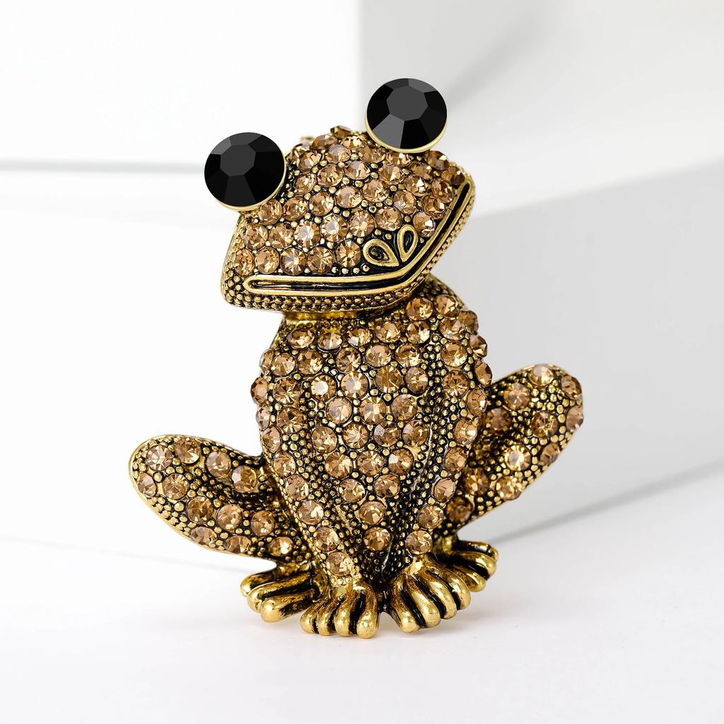 Rhinestone Colorful Frog Brooches for Women Unisex Enamel Animal Pins Office Party Friend Gifts Jewelry Accessories