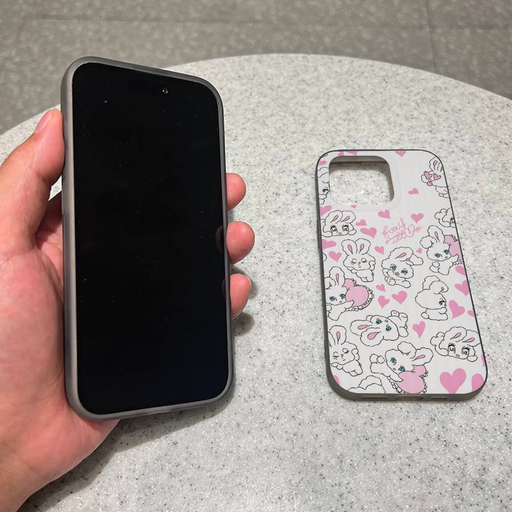 Cute Cartoon Esthers Bunny Phone Case For IPhone 17 16 15 14 13 12 11 Corrugated Frosted Soft Cover Anti-Slip