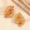 Wind simple earrings premium sense metal flower stud earrings retro court style earrings