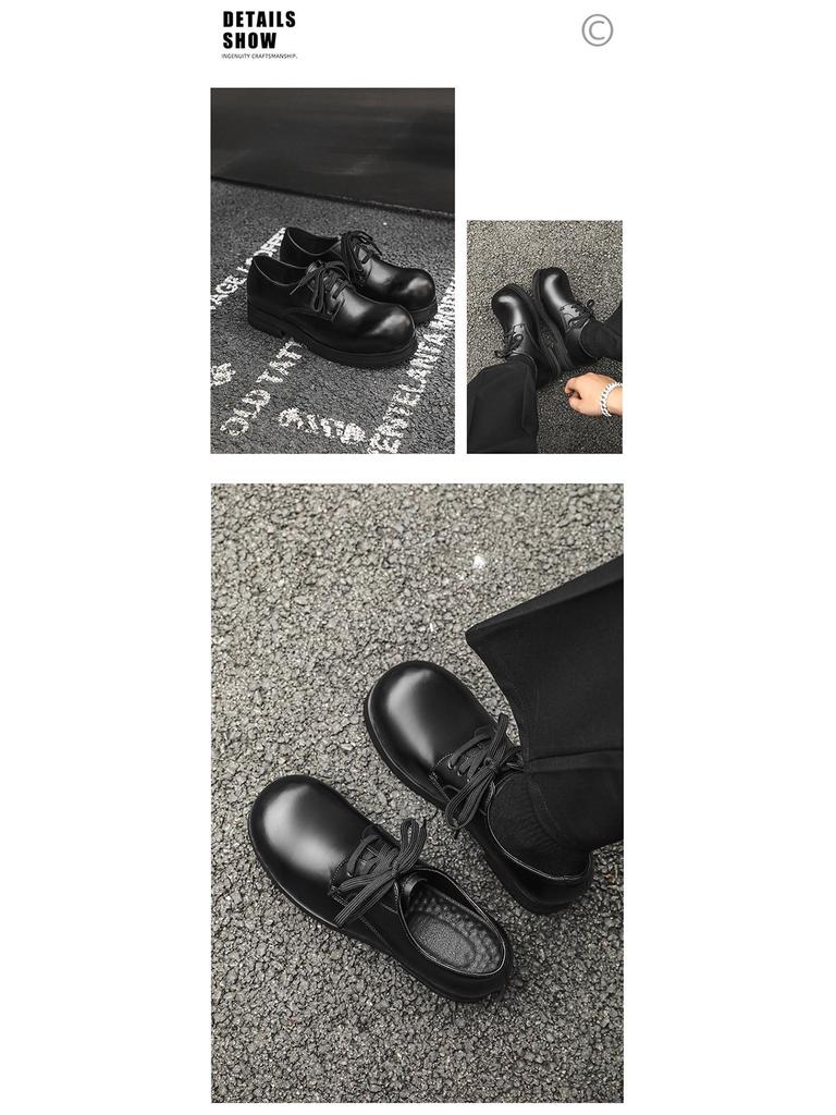 2024 Men's Shiny Round Toe Formal Height-Increasing British Workwear Shoes