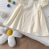 Summer Girls Puff Sleeve Dress With Doll Collar And Embroidery Princess Cotton Party Wear