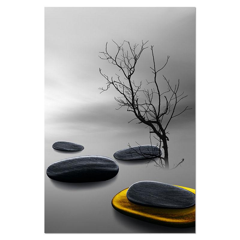 

Современный минималистский постер с пейзажами, деревьями и птицами, скандинавский золотой камень, холст, картина, настенное искусство, картина, декор гостиной 21x30cm No Framed