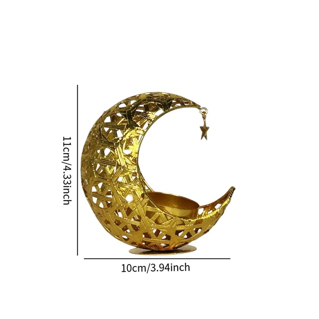 Moon Shaped Candle Holder Metal Candlestick Eid Mubarak for Hotel Party Supplies Housewarming Festival Prayer Votive Candle