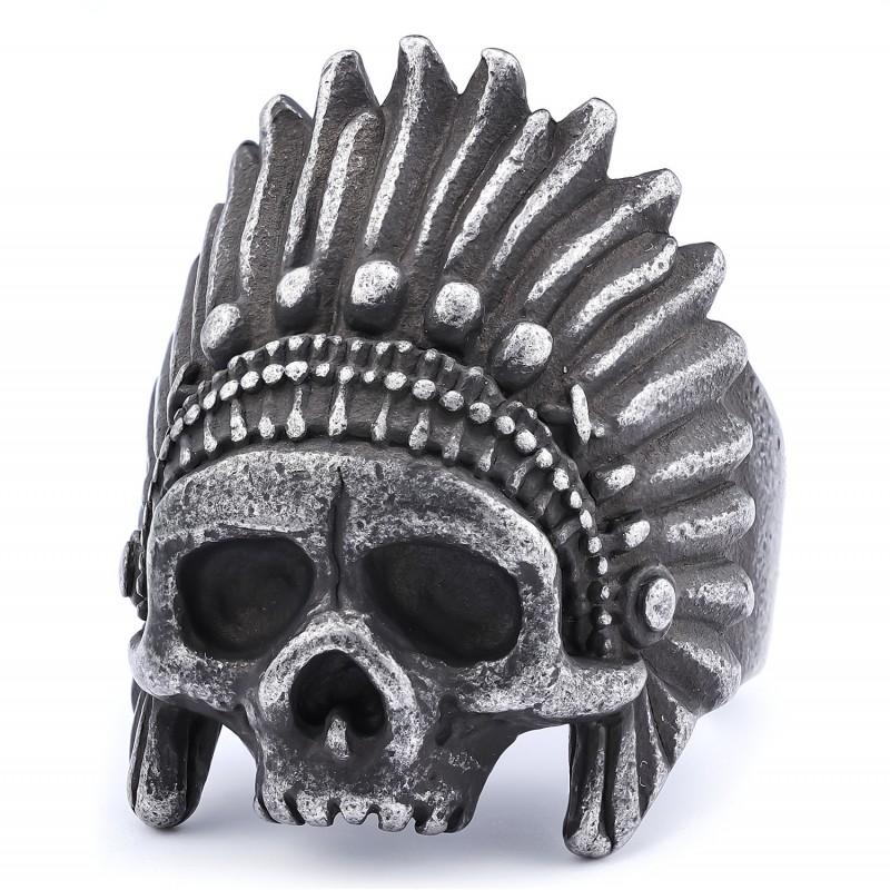 Adjustable Open Skull Ring Men Women Sterling Vintage Indian Style Biker Jewelry