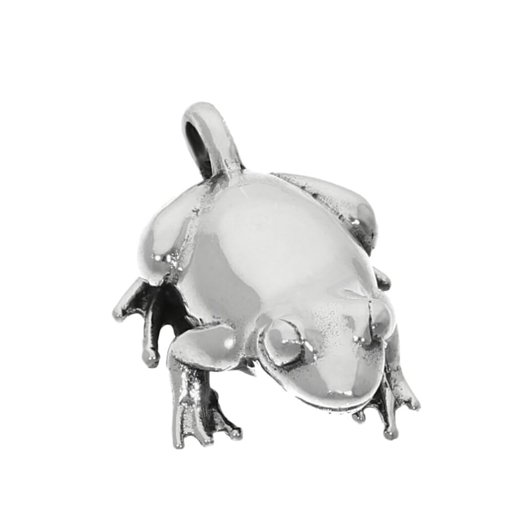 

3D Frog Pendant Top Chainless Charm Silver 925 Frog Miniature Lucky Charm Work Luck Exquisite Personal Unique Necklace Motif [Shinjuku Ginnokura]