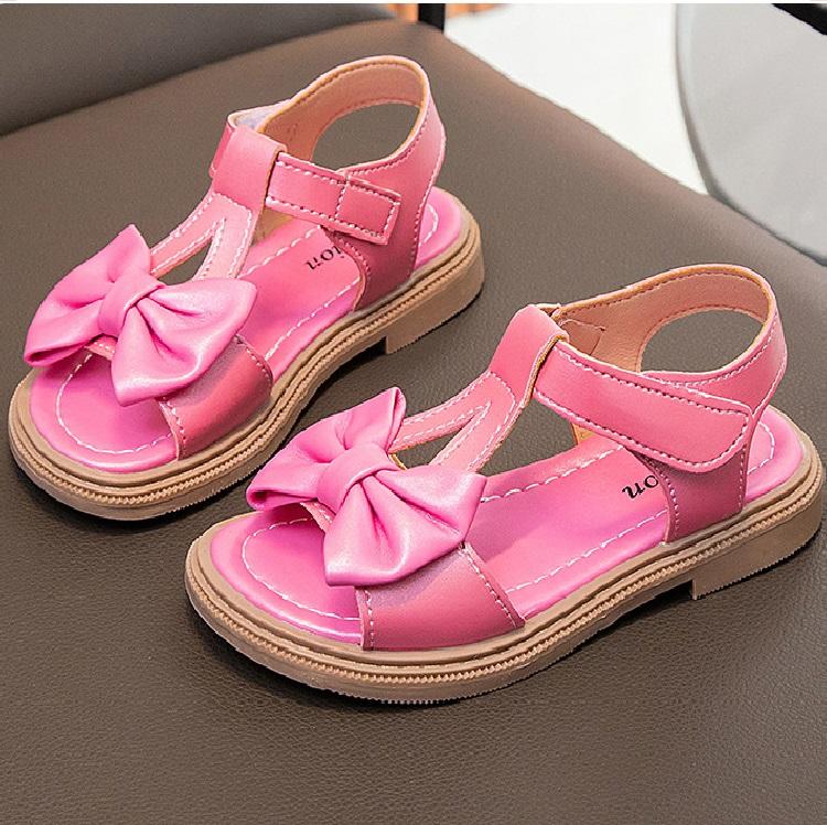 Summer Bow Little Girl Fashionable Versatile Sandals for Baby Girls Korean Version Casual Soft Soled Beach Shoes