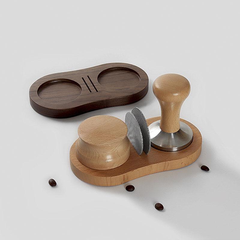 Coffee Tamping Station Espresso Tamper Drip Filter Wooden Base for 51/53/54/58mm Espresso Accessories
