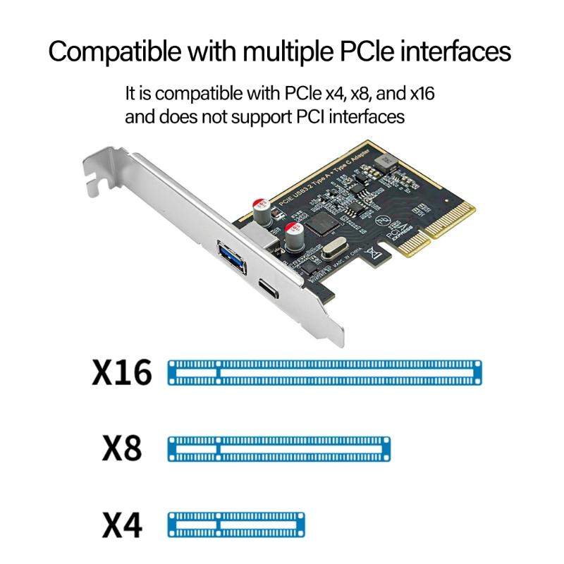PCIe USB 3.1 Expansion Card with ASM1142 Chip Support PCIE X4X8X16 Enhances Desktop Connection
