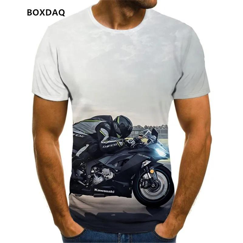 Men's Motorcycle Cool Racing Driver T-Shirts Summer Short Sleeve 3D Print Moto & Biker Street Style Male Tees 6XL Plus Size Tops