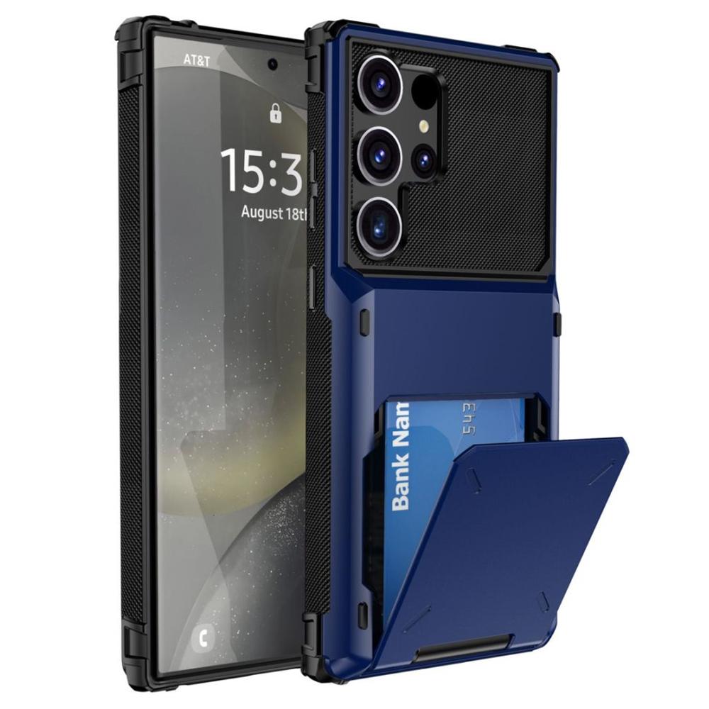 

Для Samsung Galaxy S25 Ultra Case PC+TPU двошарова задня кришка телефону з тримачем для карток Blue