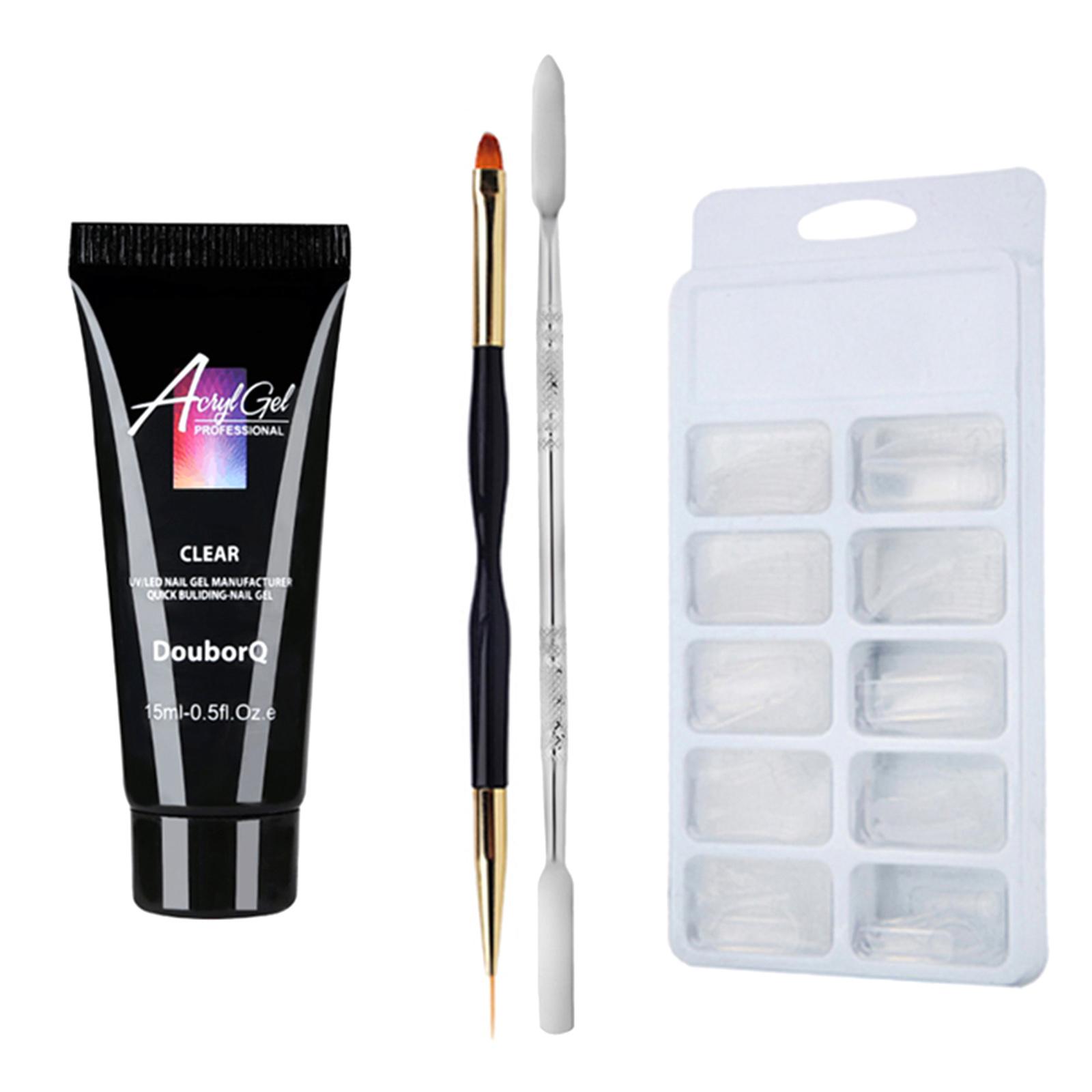 

Набор гелей для ногтей УФ-светодиодный набор гелей для ногтей Набор гелей для наращивания ногтей Прозрачные акриловые накладные ногти с двойным концом прозрачный