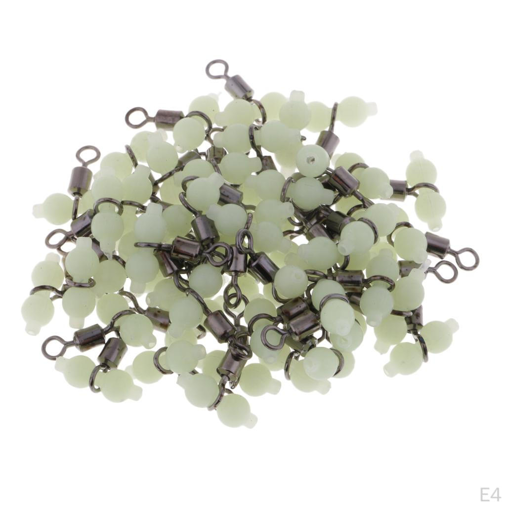 50 Pcs Water Bottle with Glow Beads Luminous Fishing Triple Swivel