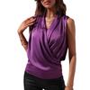 Women's Spring and Summer Sleeveless Satin Shirt Pleated Vest New Sexy Shirt