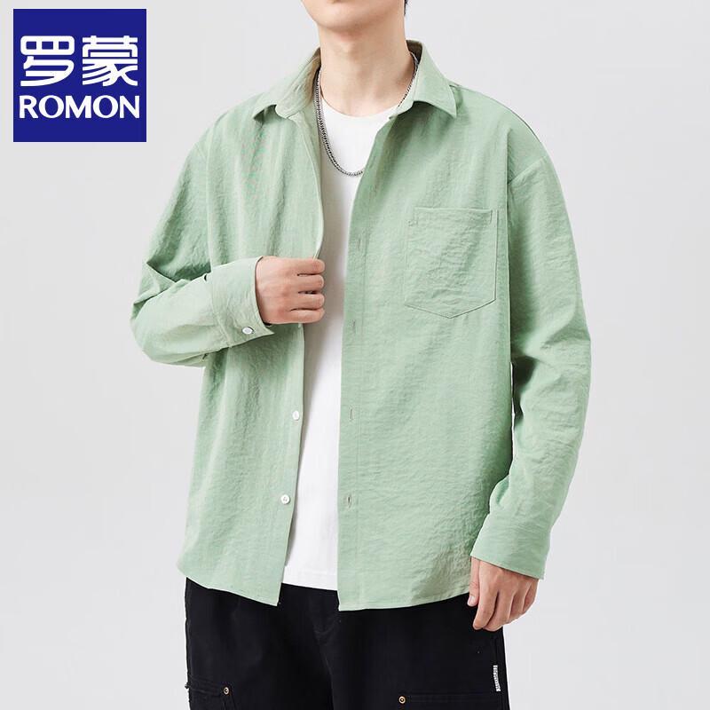 ROMON Men s Non-Iron Casual Long Sleeve Shirt M