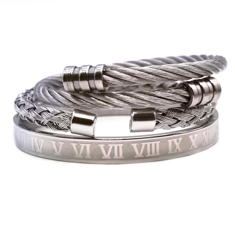 Men s 3-in-1 Six-Color Titanium Steel Punk Bracelet – European & American Style Jewelry