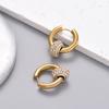 Classic Women's Hoop Earrings Stainless Steel Crystal Rhinestone Round Geometric Gold Silver Color Vintage Jewelry Party Gift