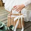Rattan-Blumenkorb-Handtasche geflochtener Gemüsekorb Stofffutter Weidengeflecht Damen-Tasche im gleichen Stil Sommer Bambus-Rattan-Kunst