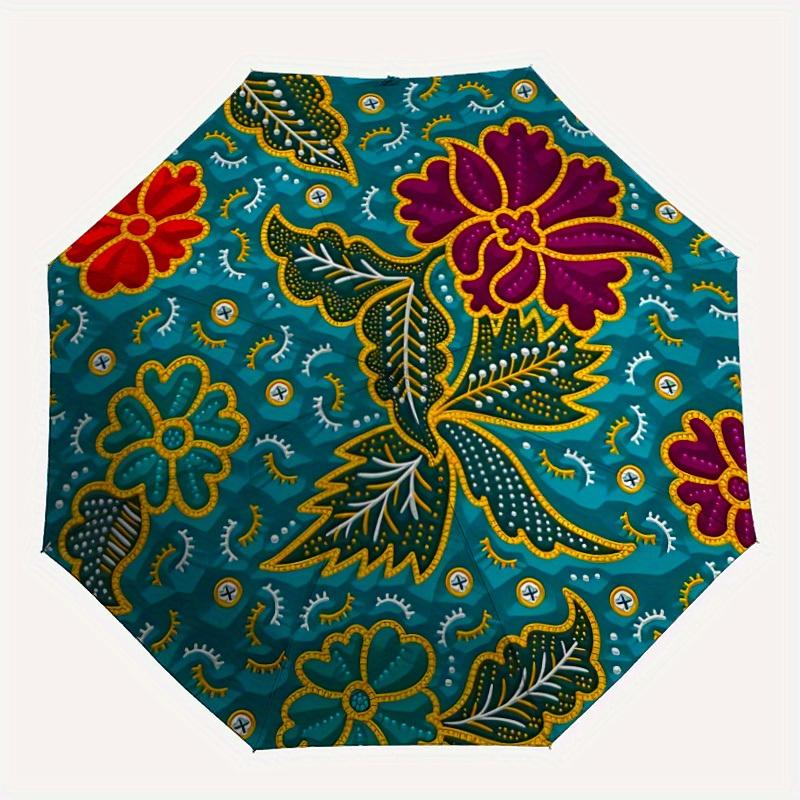

1pc Floral EmbroideryAutomatic Folding Umbrella, Portable & Foldable Design with 8 Ribs, Casual Outdoor Accessory yy250804168