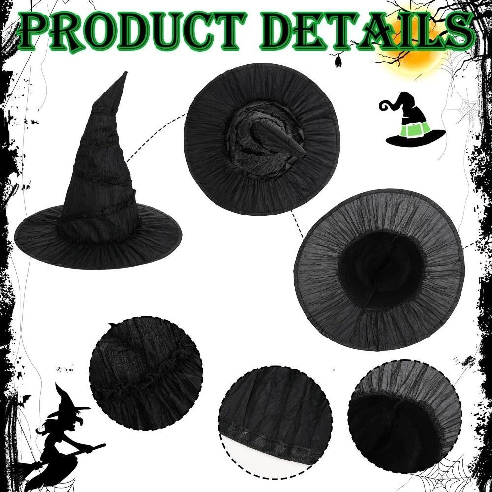 3pcs Glasses and Gloves Witch Cos Hat Kit Halloween Costume Headgear Party Role Play Cap  for Adults