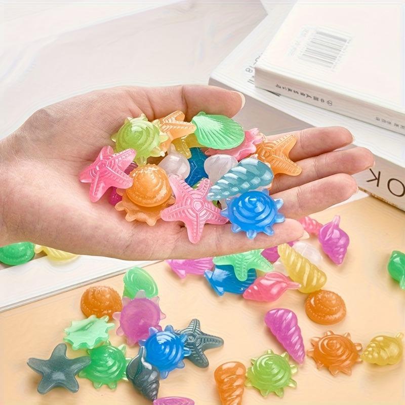 100PCS luminous color resin marine decorative stone, marine theme, lasting shine, aquarium and bonsai, glass container luminous stone