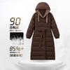 25 Winter Down Jacket Plus Long Knee White Duck Down Simple Temperament Women's Clothing New Hooded Double-sided Wear