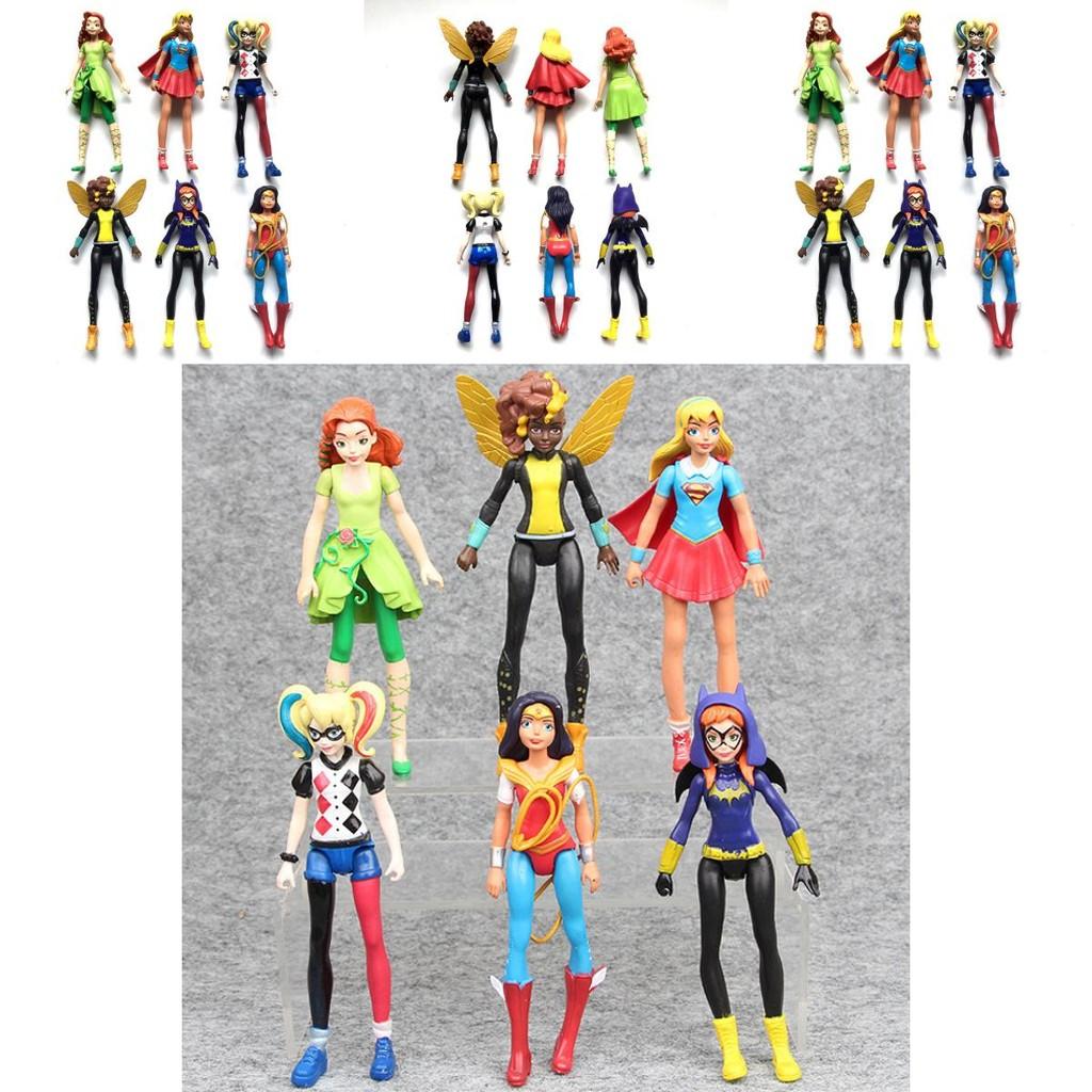 Estatuetas deslumbrantes de Supergirl, Mulher-Maravilha, Batgirl e Arlequina, heroínas de 15 cm