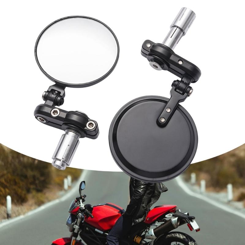 Easy Install Foldable Round Side Mirrors Retro Round Mirrors Adjustable Rearview Mirror Pair for Various Motorcycles