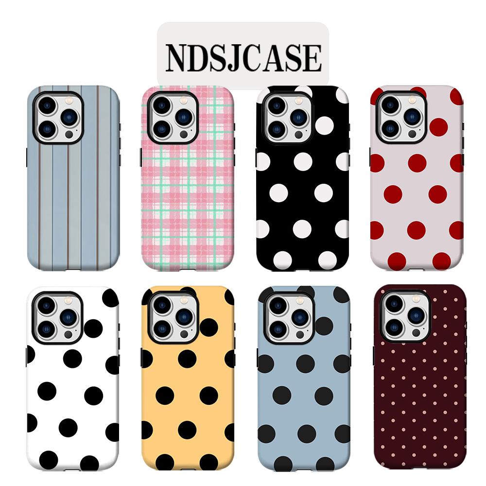 Luxury Clmj Colored dot grid Phone Case for iPhone 17 16 15 14 13 12 11 Air Pro Max Plus Luxury Double-layer Back Cover
