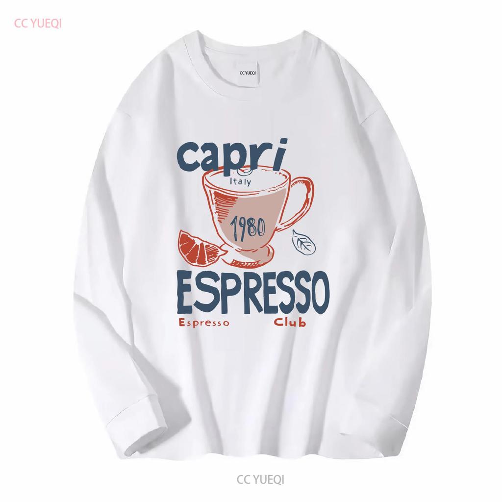 Capri Italy Espresso Club 1980 T Shirt Soft Vintage Cotton vintage Washed Casual Slightly Unisex streetwear Comfortable fashion