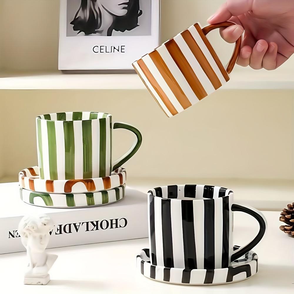 European-Style Minimalist Ceramic Mug High-Appearance Coffee Cup and Saucer Set Home Water Cup Afternoon Tea Cup Perfect Gift Ch