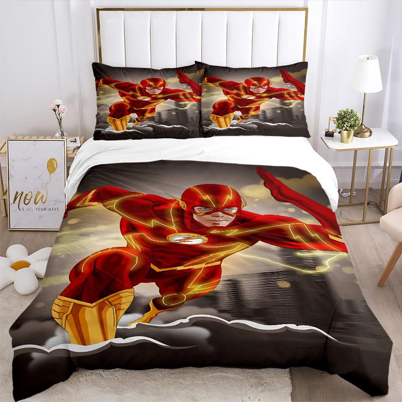 3pcs Flash Superhero Cover Set,Soft Comfortable Duvet Cover,Guest Room (1*Duvet Cover + 2*Pillowcases, Without Core) yy251024165