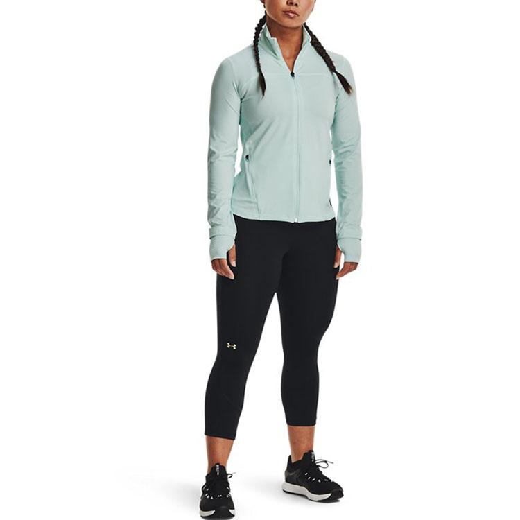 Under Armour Einfarbige Reißverschluss Trainings-Sport-Stehkragenjacke Damenjacken Grün 1359081-936