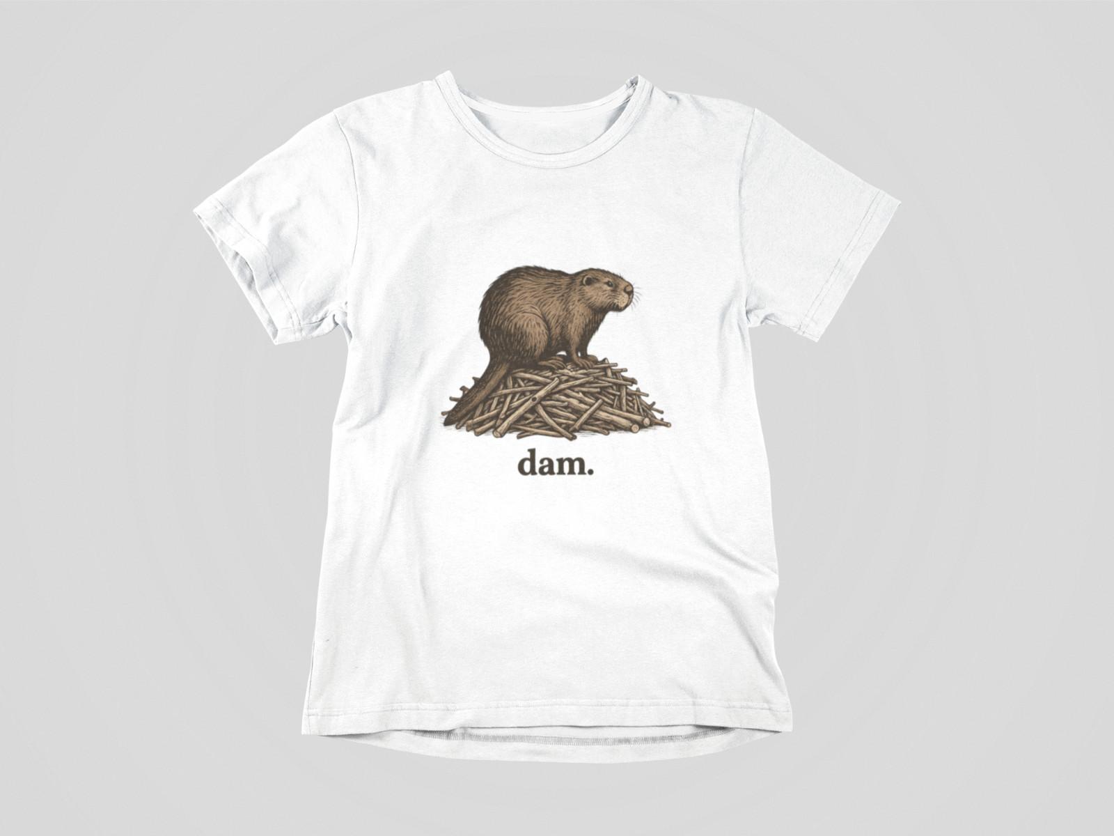 Funny Beaver Dam Shirt Retro Wildlife Graphic Tee Outdoors Humor Nature S