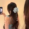 Luxury Flower Tassel Hair Grab Elegant Bridal Headwear Flower Hair Shark Clip  Hair Accessories