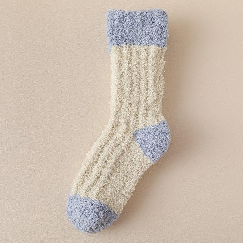 Coral Velvet Socks for Women Autumn Winter Extra Thick Warm Mid-tube Floor Socks Wool Circle Plus Velvet Sleeping Month Sleeping Socks