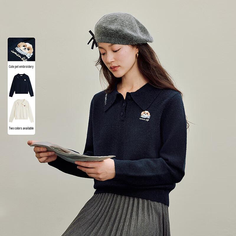 

INMAN Женский вязаный свитер с вышивкой и кукольным воротником S